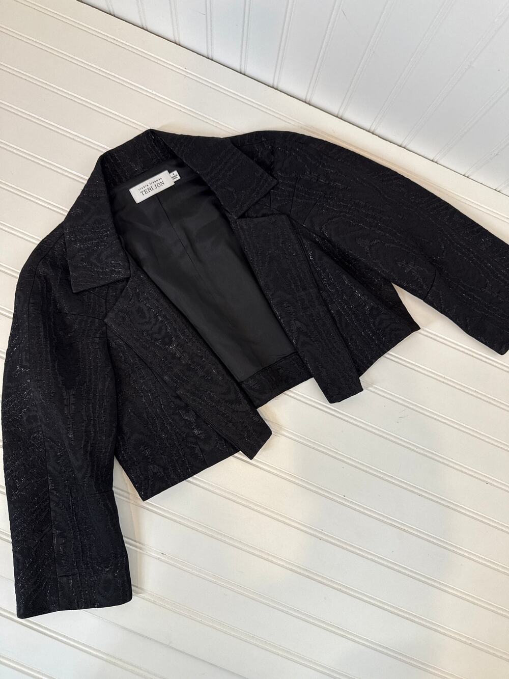 Vintage Rickie Freeman for Teri Jon Cropped Blazer Wool Blend Classy Chic Size 6